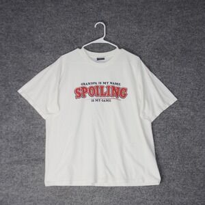 World's Greatest Dad Grandpa Is My Name Spoiling Is My Game Shirt Mens XL White